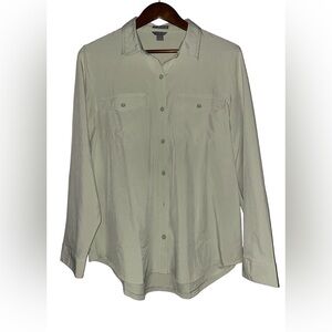 Eddie Bauer Shirt Classic Button Roll Tab Cuff Outdoor Trails Hiking Women L‎